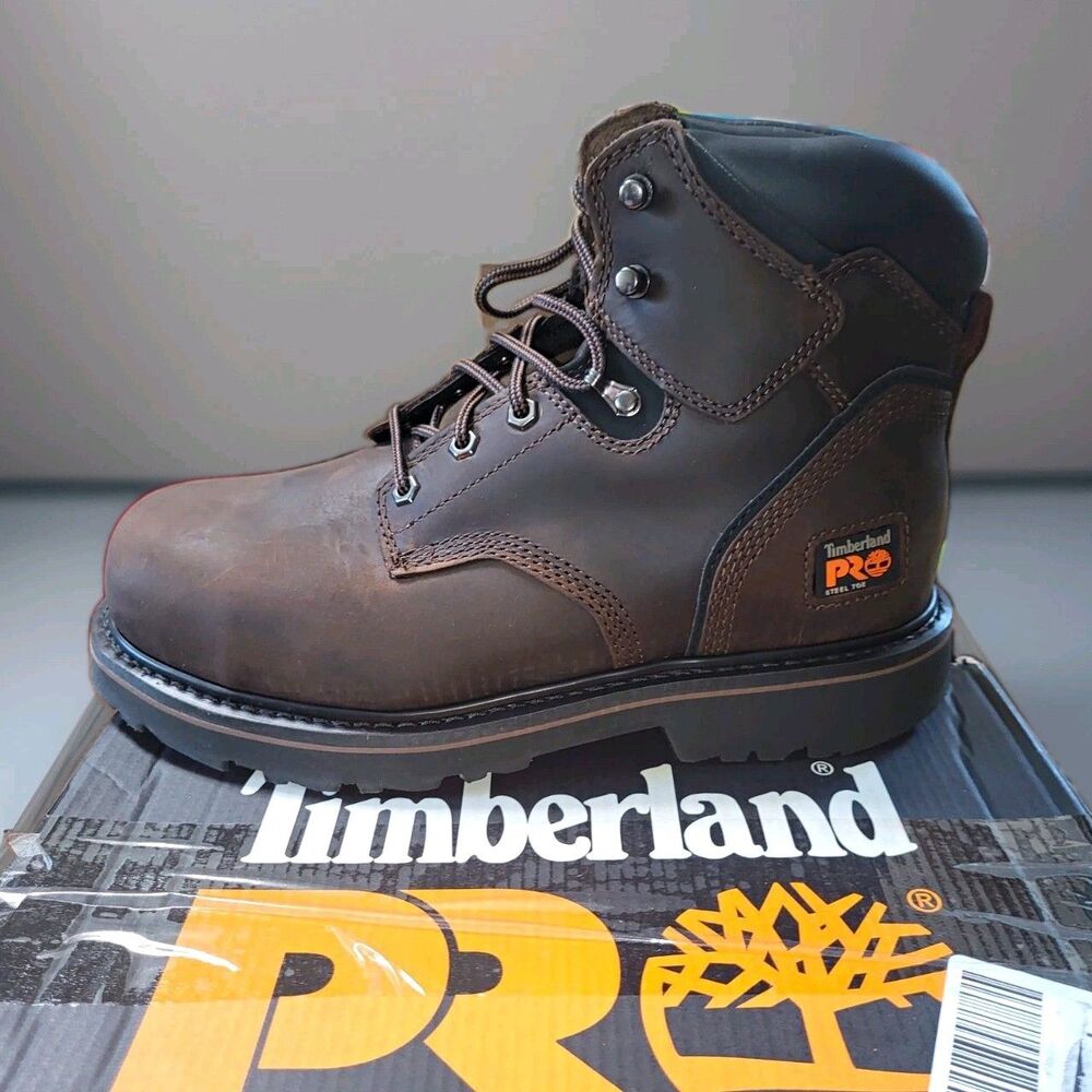 NEW Timberland PRO Pit Boss 6" Steel Toe Work Boots Brown 9.5 W Wide NIB